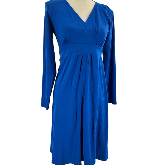 NWT Eileen Fisher V Neck Surplice Wrap Dress XS XSP PP PXS Deep Sky Blue - Picture 1 of 5